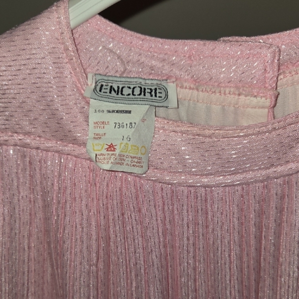 Vintage Encore Blush Pink Pleated Short-Sleeve Layered Maxi Dress Size 16 - Picture 2 of 7
